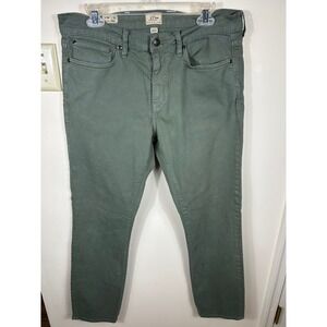 J.Crew 484 Slim Pants Mens 34x32 Green Garment Dyed AZ963 Casual Stretch Jeans
